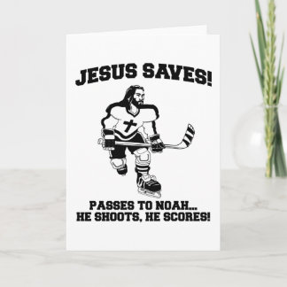 Carte Jesus Saves Hockey t-shirt drôle