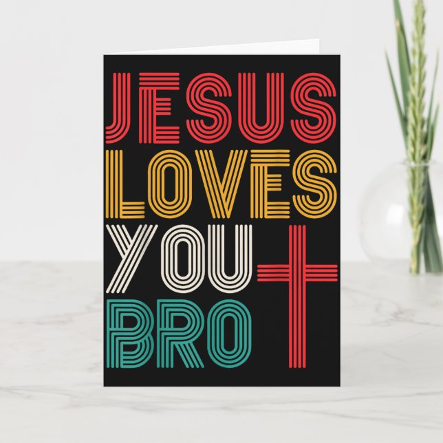 Carte  Jésus T'aime Frère Foi Chrétienne Rétro Typograph (Devant)