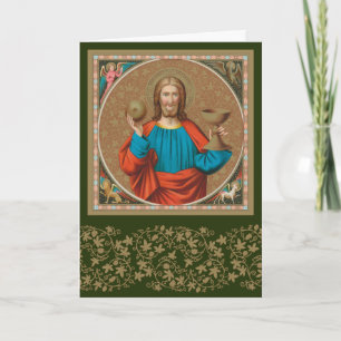 Carte Jésus tenant l'Eucharistie (SNV 050)