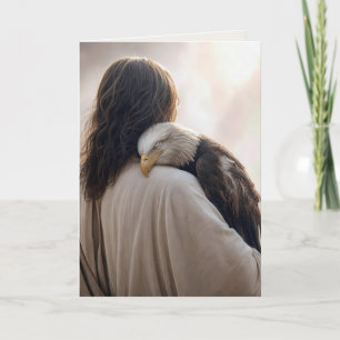 Carte Jésus tenant un aigle chauve malade