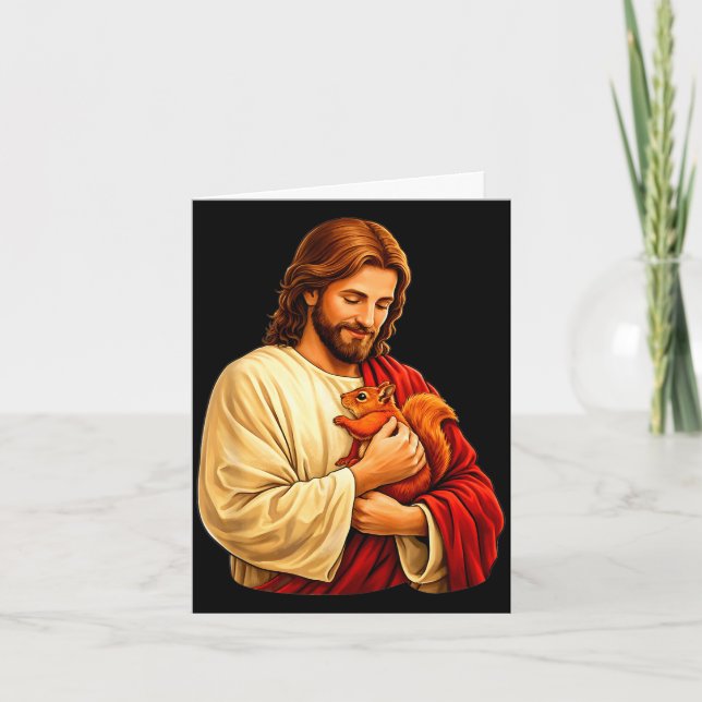 Carte Jésus tenant un écureuil chrétien  (Devant)