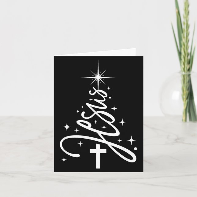 Carte Jesus Tree Christian Christmas Faith Snowflakes Cr (Devant)