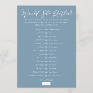 Carte Jeu de devinette de douche de mariage chic bleu té
