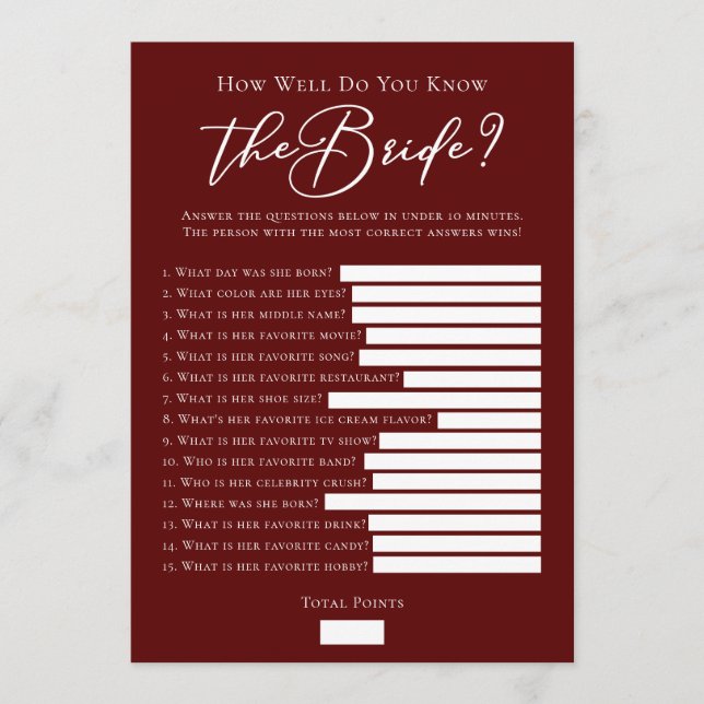 Carte Jeu de douche de mariage téléchargeable Faits sur  (Devant)