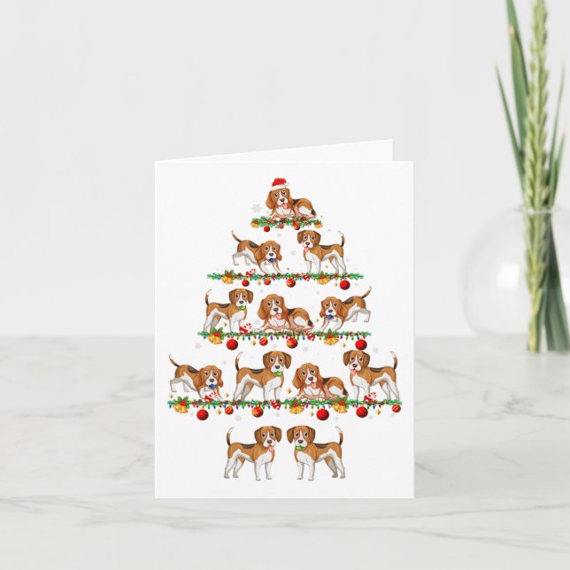 Carte Jeu de famille fixe Noël correspondant Chien Beagl (Devant)