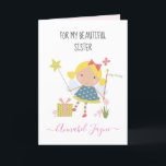 Carte Jeu de fées d'anniversaire de SIster filles<br><div class="desc">Une adorable carte d'anniversaire avec les petites fées les plus mignonnes que vous pouvez personnaliser avec le nom de votre soeur. La collection de fées d'anniversaire est parfaite pour les petites filles qui adorent les créatures magiques. Vous pouvez choisir entre deux types de cartes. Vous pouvez choisir du papier brillant...</div>
