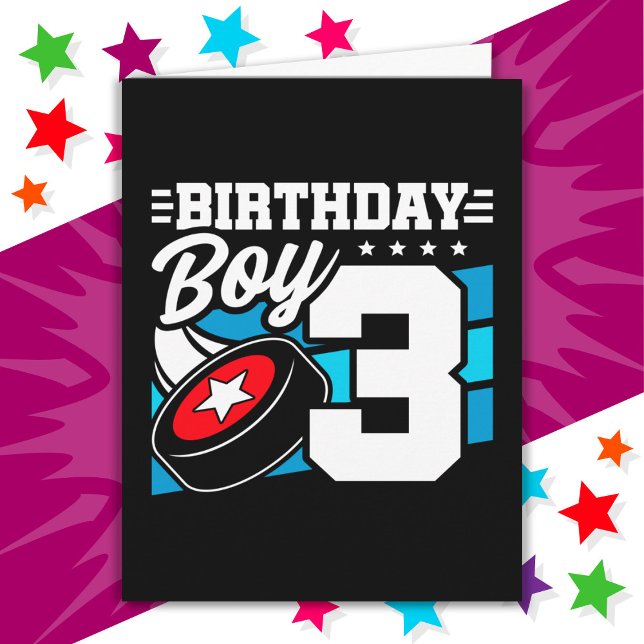 Carte Jeu de hockey 3 ans Thème 3ème anniversaire garçon (Créateur téléchargé)