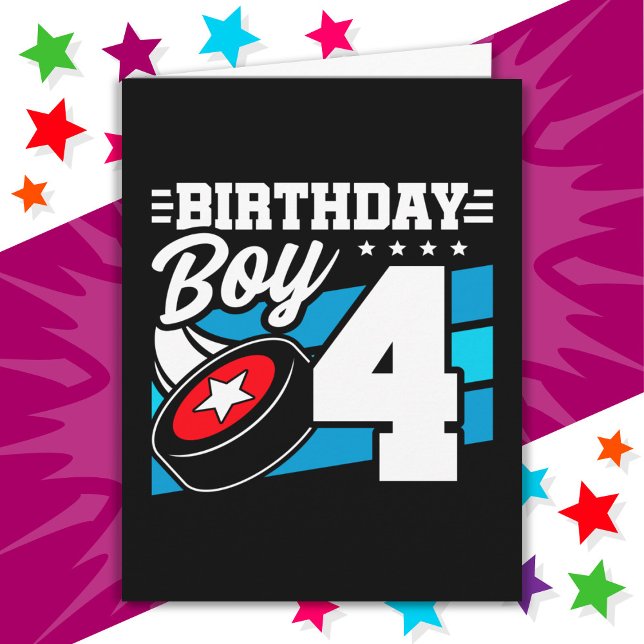 Carte Jeu de hockey 4 ans Thème 4ème anniversaire garçon (Créateur téléchargé)