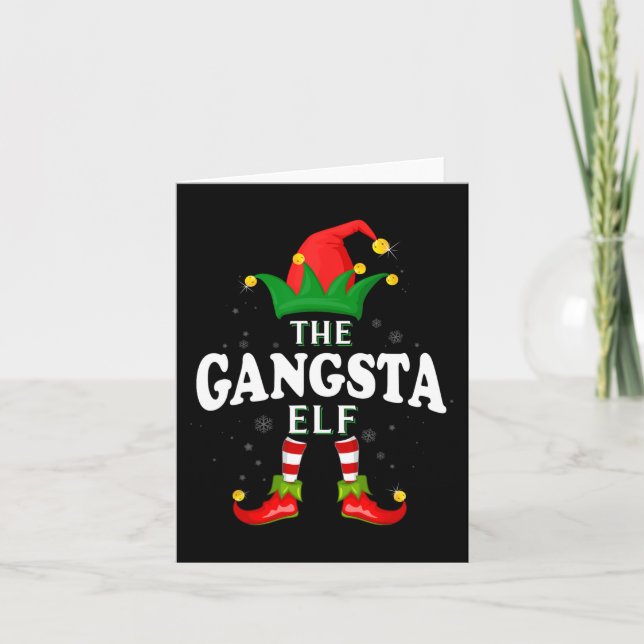Carte Jeu de Noël de la famille des elfes Gangsta (Devant)