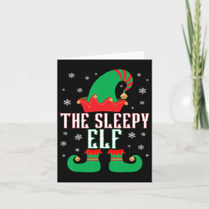 Carte Jeu de Noël du groupe de famille Elfe endormi