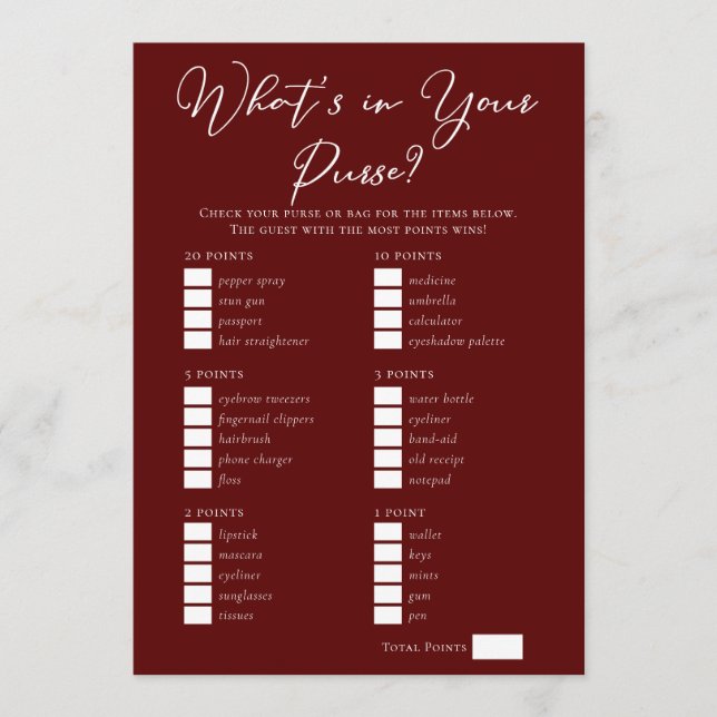 Carte Jeu de soirée de mariage téléchargeable Sac à main (Devant)