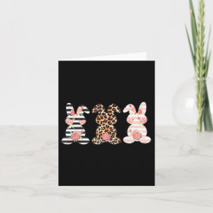Carte Jeu de trio de lapin de Pâques Léopard jumelé Cu