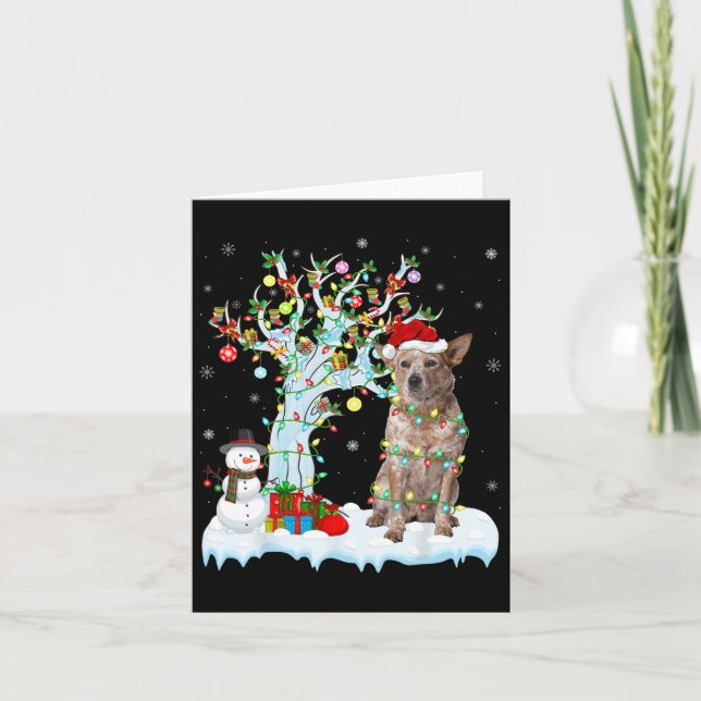 Carte Jeu d'éclairage Santa Hat Chien de bétail australi (Devant)