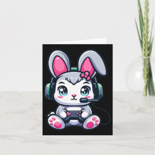 Carte Jeu Pâques Bunny mignon gamer fille 1