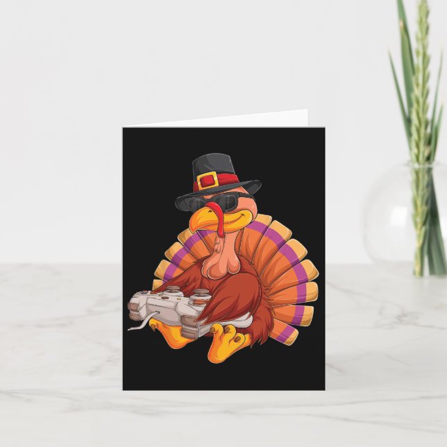 Carte Jeu Thanksgiving Turquie Gamer Boys Enfants Ados G (Devant)