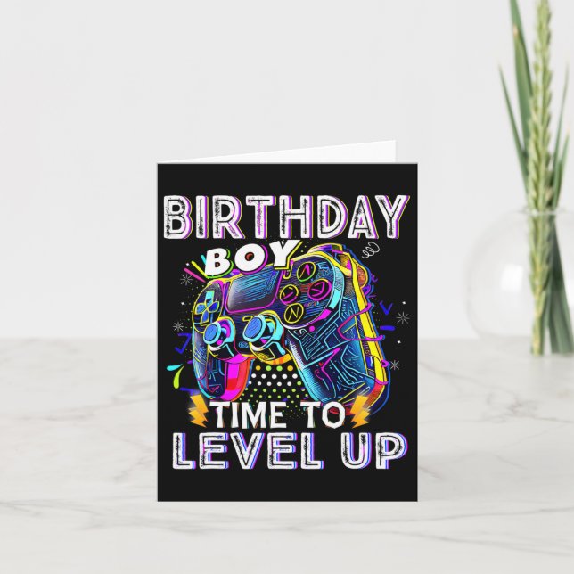 Carte Jeu Vidéo Anniversaire Jeu Garçon Temps De Niveau  (Devant)
