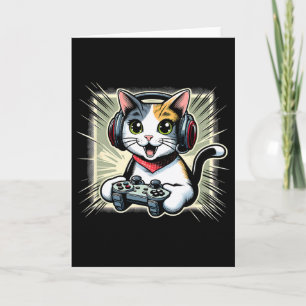 Carte Jeu vidéo avec casque chat à queue courte japonais