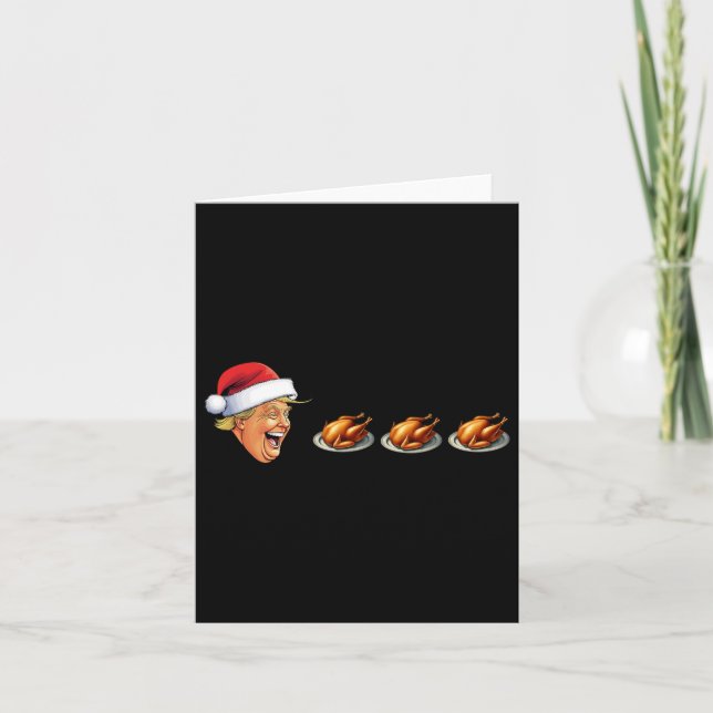 Carte Jeu vidéo de Noël Trump visage mangeant de la dind (Devant)
