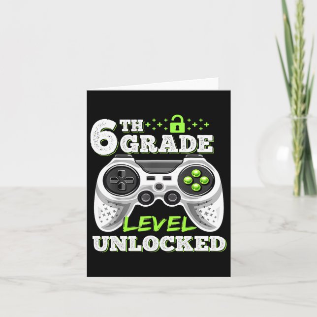Carte Jeu vidéo déverrouillé de 6e année à l'école (Devant)
