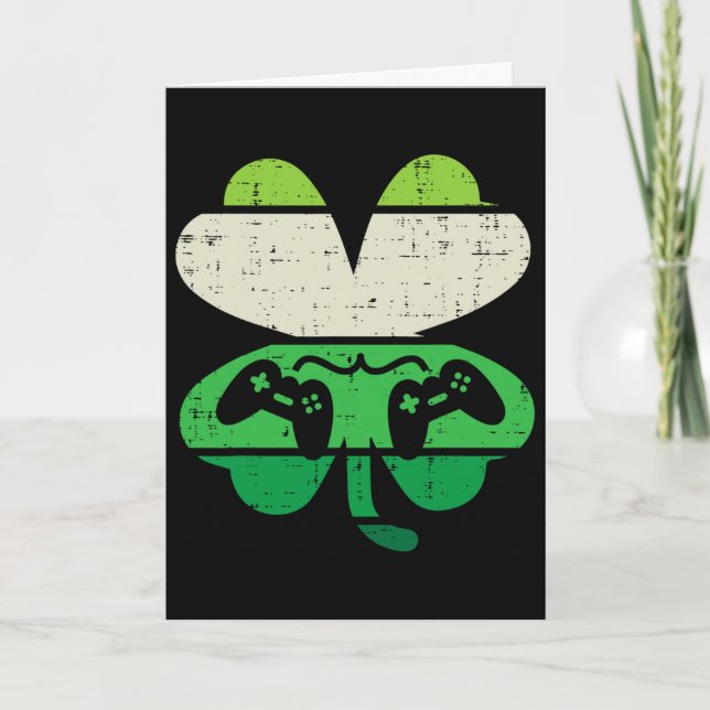 Carte Jeu vidéo Shamrock Rétro Saint-Patrick Garçons Hom (Devant)