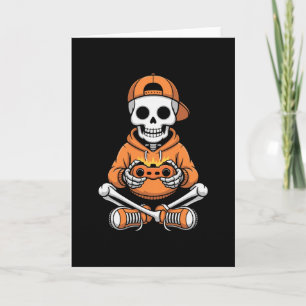 Carte Jeu vidéo squelette effrayant Halloween jeu gamer