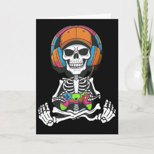 Carte Jeu vidéo squelette Halloween jeu gamer garçons mo