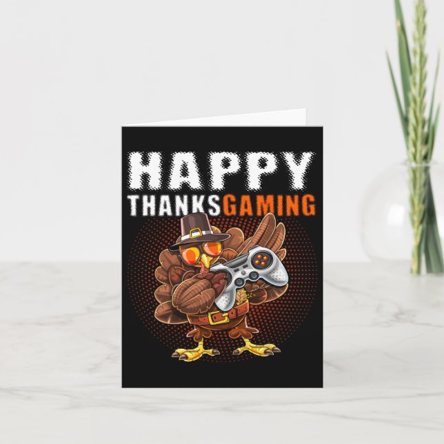 Carte Jeu vidéo Thanksgiving Dabbing Turquie Pilgrim Boy (Devant)