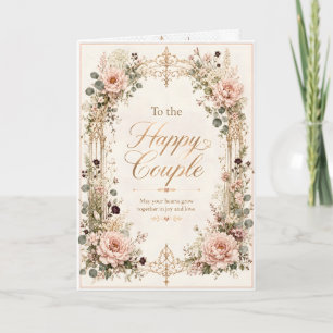 Carte Jeune couple élégant mariage floral 