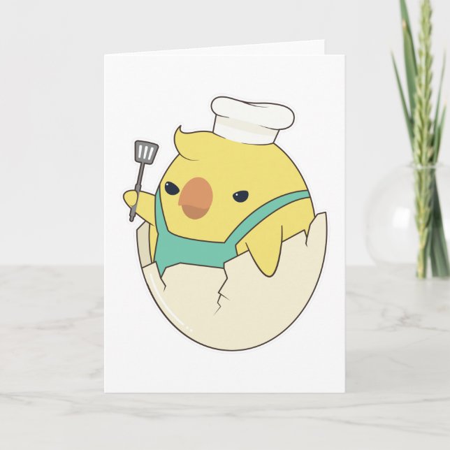 Carte Jeune cuisinier avec toque et spatule (Devant)