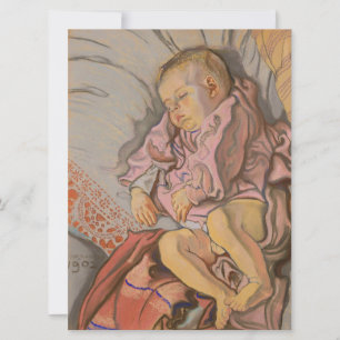 Carte Jeune enfant dormant sur un Coussin
