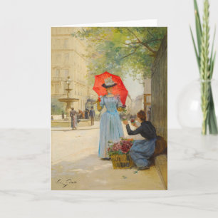 Carte Jeune femme avec parapluie   Victor Gabriel Gilber