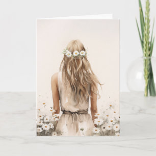 Carte Jeune Femme Dans Un Champ De Marguerites