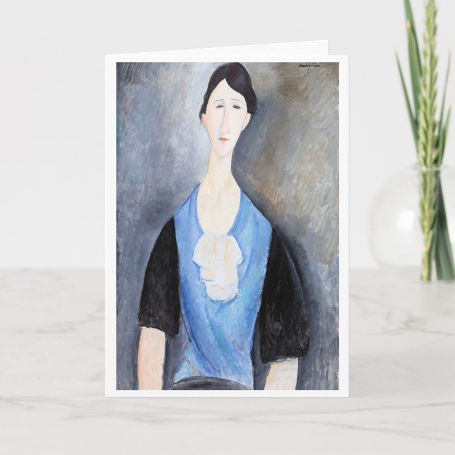 Carte Jeune femme en bleu, Modigliani (Devant)