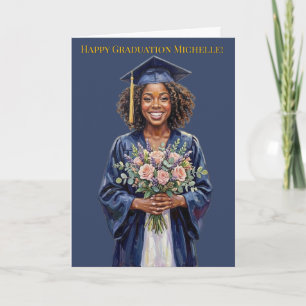 Carte Jeune femme noire "Célébration de remise de diplôm