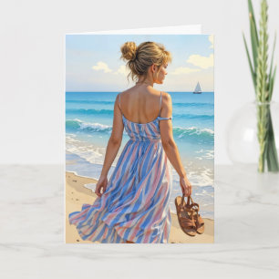 Carte Jeune femme sur la plage
