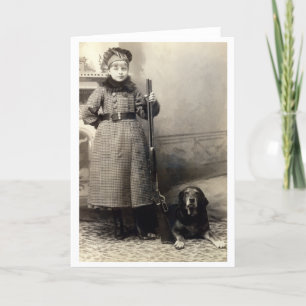 Carte Jeune fille 1900 et son chien
