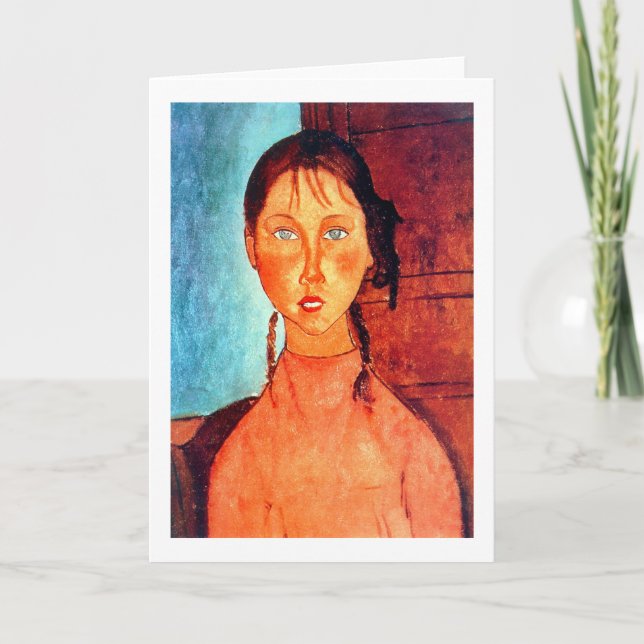 Carte Jeune fille aux nattes, Modigliani (Devant)