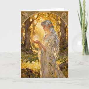 Carte Jeune fille elfe éthérée de style Art nouveau
