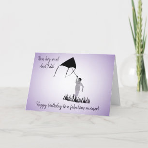 Carte Jeune garçon coureur avec Kite Anniversaire