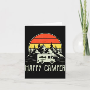 Carte Jeune garçon tout heureux en camping-car vintage d
