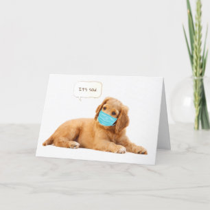 Carte Jeune Golden Retriever avec masque facial