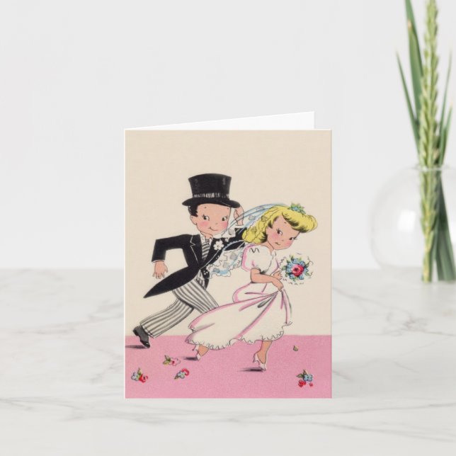Carte Jeune mariée et marié d'emballement (Devant)