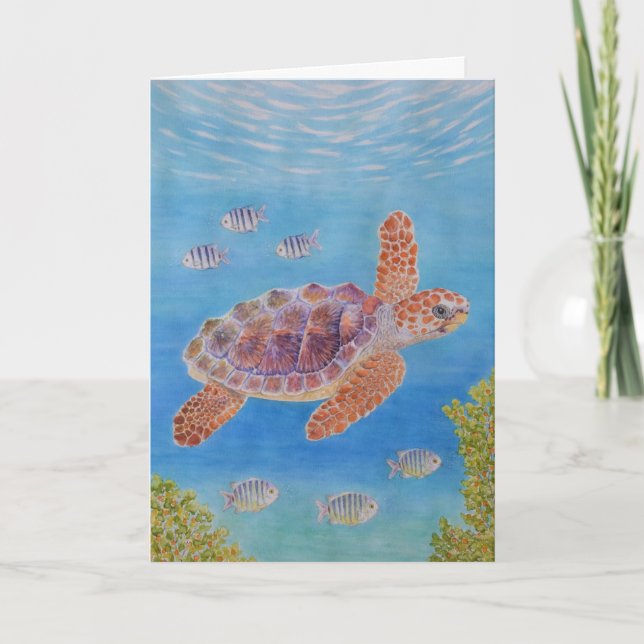 Carte Jeune tortue marine caouanne (Devant)