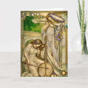 Carte Jeunes Filles Musiciennes Art Nouveau Illustration