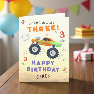 Carte Jeunes Sauvages Camions Monstres 3e Anniversaire E