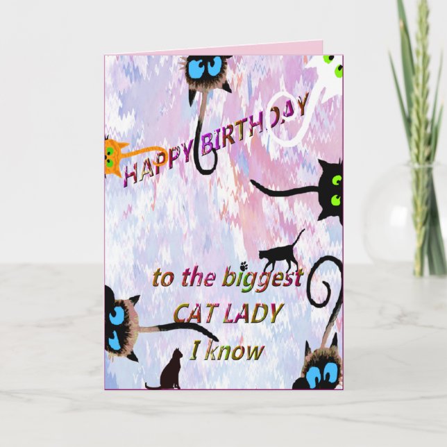 CARTE JEUX ANNIVERSAIRE À LA PLUS GRANDE DAME CHAT QUE J (Devant)