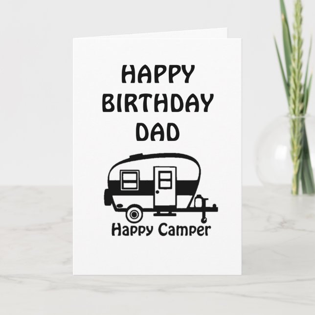 CARTE JEUX ANNIVERSAIRE À MON HEUREUX CAMPER ***DAD*** (Devant)
