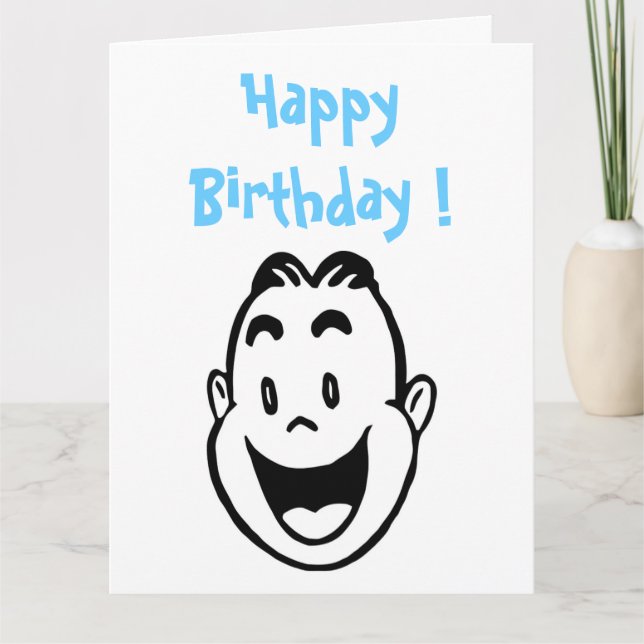 CARTE "JEUX ANNIVERSAIRE" HEUREUX VISAGE (Devant)