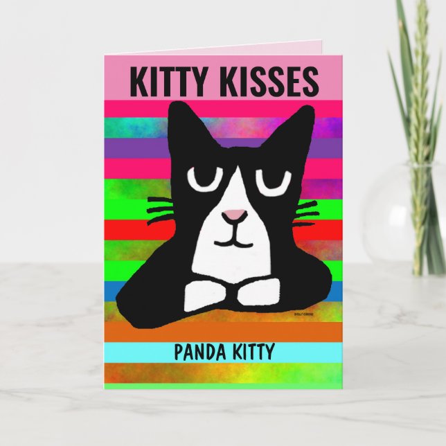 CARTE JEUX D'ANNIVERSAIRE PANDA KITTY SALUER (Devant)