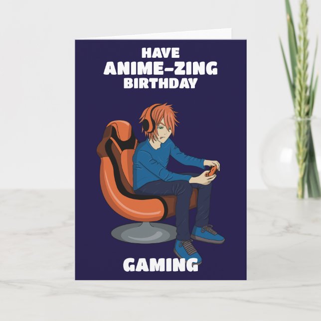Carte Jeux Vidéo Anime Gamer Boy Anniversaire (Devant)